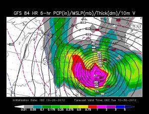 This was one computer model (GFS) showing hurricane Sandy.