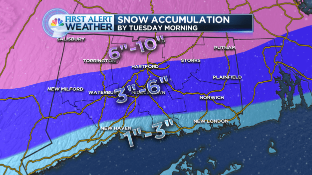 This is total snowfall after several rounds of snow, the heaviest coming late Sunday night into Monday