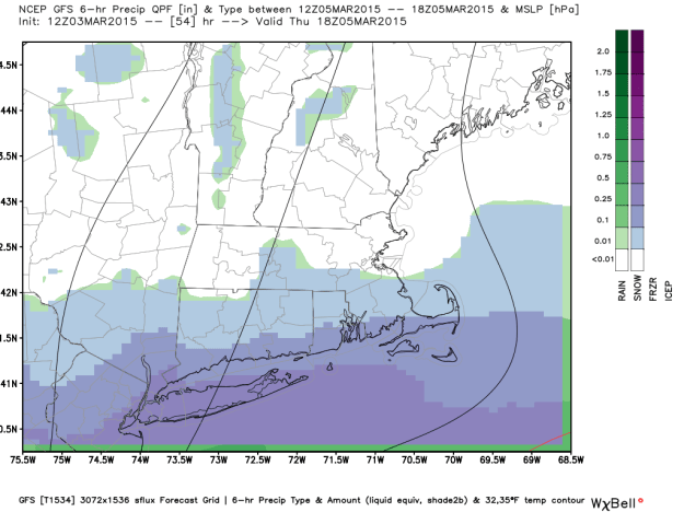 Cold air to the north may dry up some of the snow, causing a sharp cut off between a snowy day (south of us) to more nuisance snow (north)  Something we will have to watch